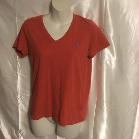 Ralph Lauren PINK Short Sleeve V Neck Shirt L - Picture 1 of 7